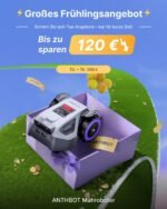 ANTHBOT M5 Mähroboter ohne Begrenzungskabel mit präziser RTK-Navigation und Dual-Vision, KI-Hindernisvermeidung, App-Steuerung, für Gärten bis 500 m², kompakter Rasenmäher Roboter mit 45% Steigung