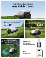 eufy E15 Mähroboter ohne Begrenzungskabel, Garten bis 800m², Keine Signalausfälle, Kein RTK, TrueVision Technologie, Smart-Navigation, Präzisionsrandschnitt, Hindernisvermeidung, App-Steuerung