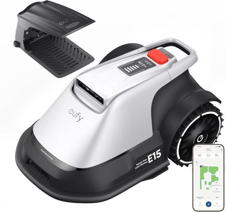 eufy E15 Mähroboter ohne Begrenzungskabel, Garten bis 800m², Keine Signalausfälle, Kein RTK, TrueVision Technologie, Smart-Navigation, Präzisionsrandschnitt, Hindernisvermeidung, App-Steuerung