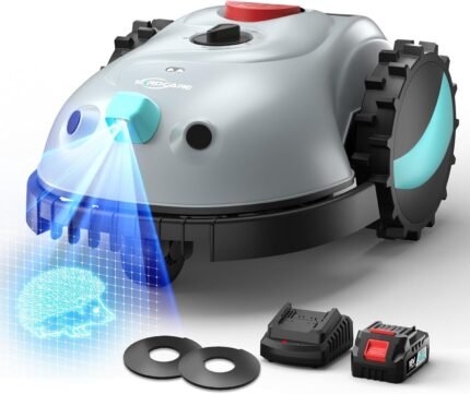 V100 Mähroboter ohne Begrenzungskabel, mit Vision Navigation, 150 Hinderniserkennung, Rasenroboter bis zu 150 m², Akku Rasenmäher Roboter mit Magnetstreifen, Ersatzklingen